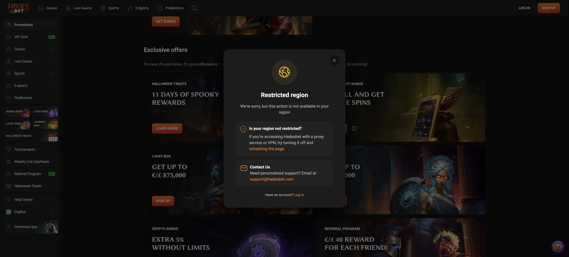 Hadesbet Casino Promo Code