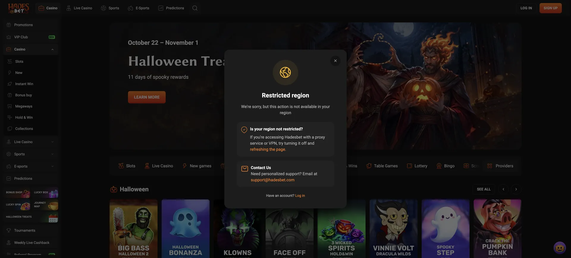 Hadesbet Casino Login